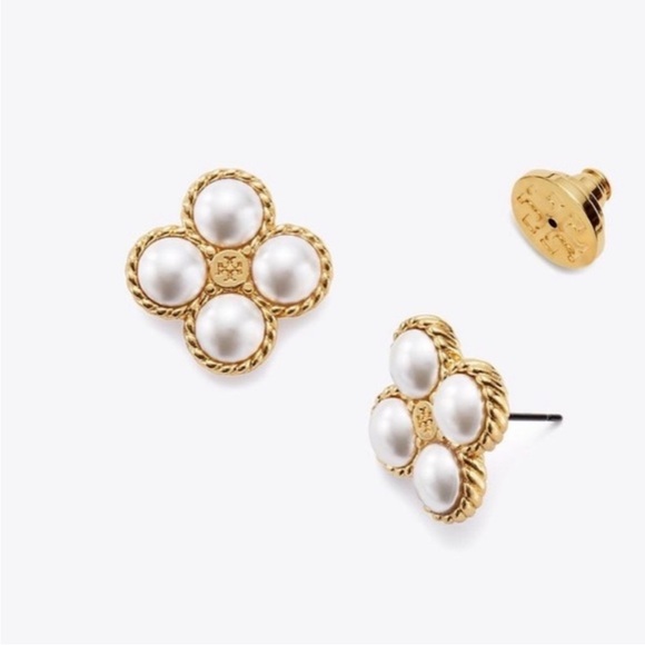 Tory Burch Jewelry - Tory Burch Clover Pearl Earrings Read!